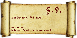 Zelenák Vince névjegykártya